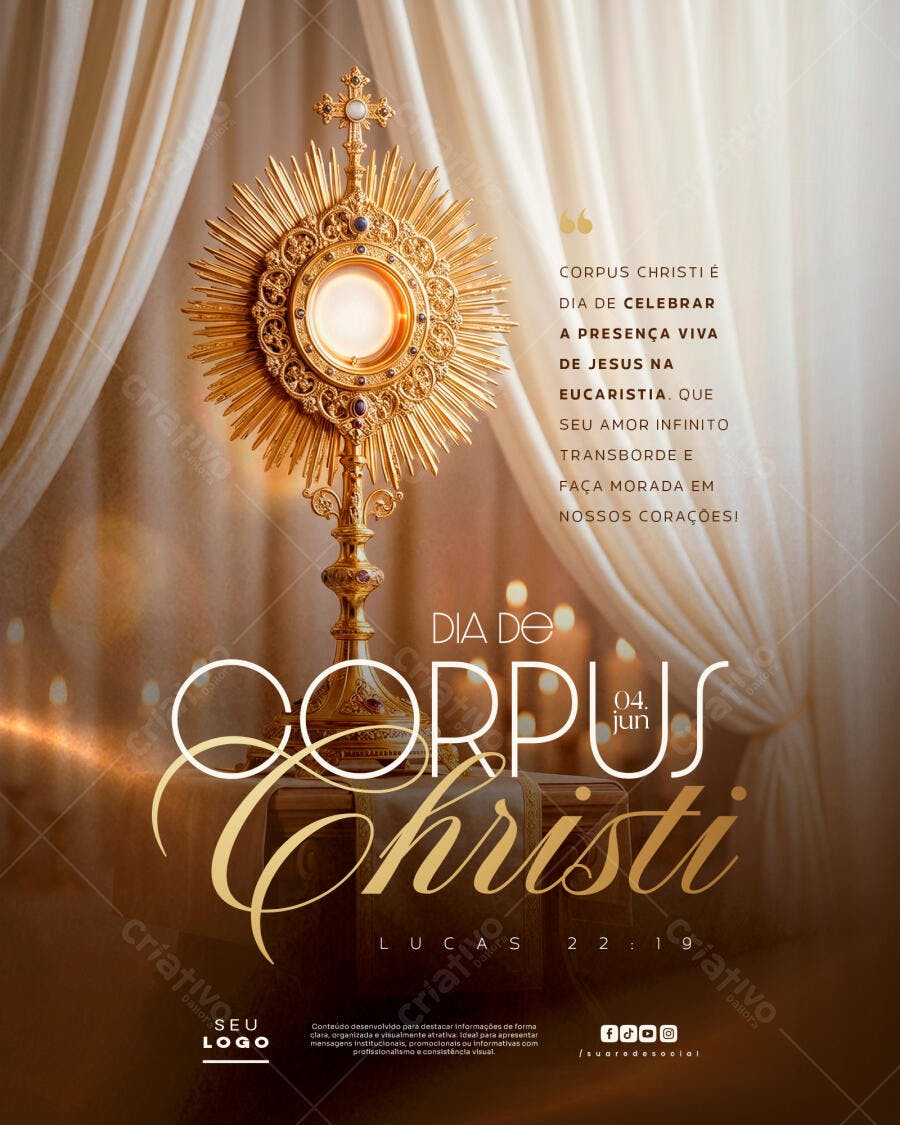 Post Instagram Corpus Christi 04 Junho PSD Editável