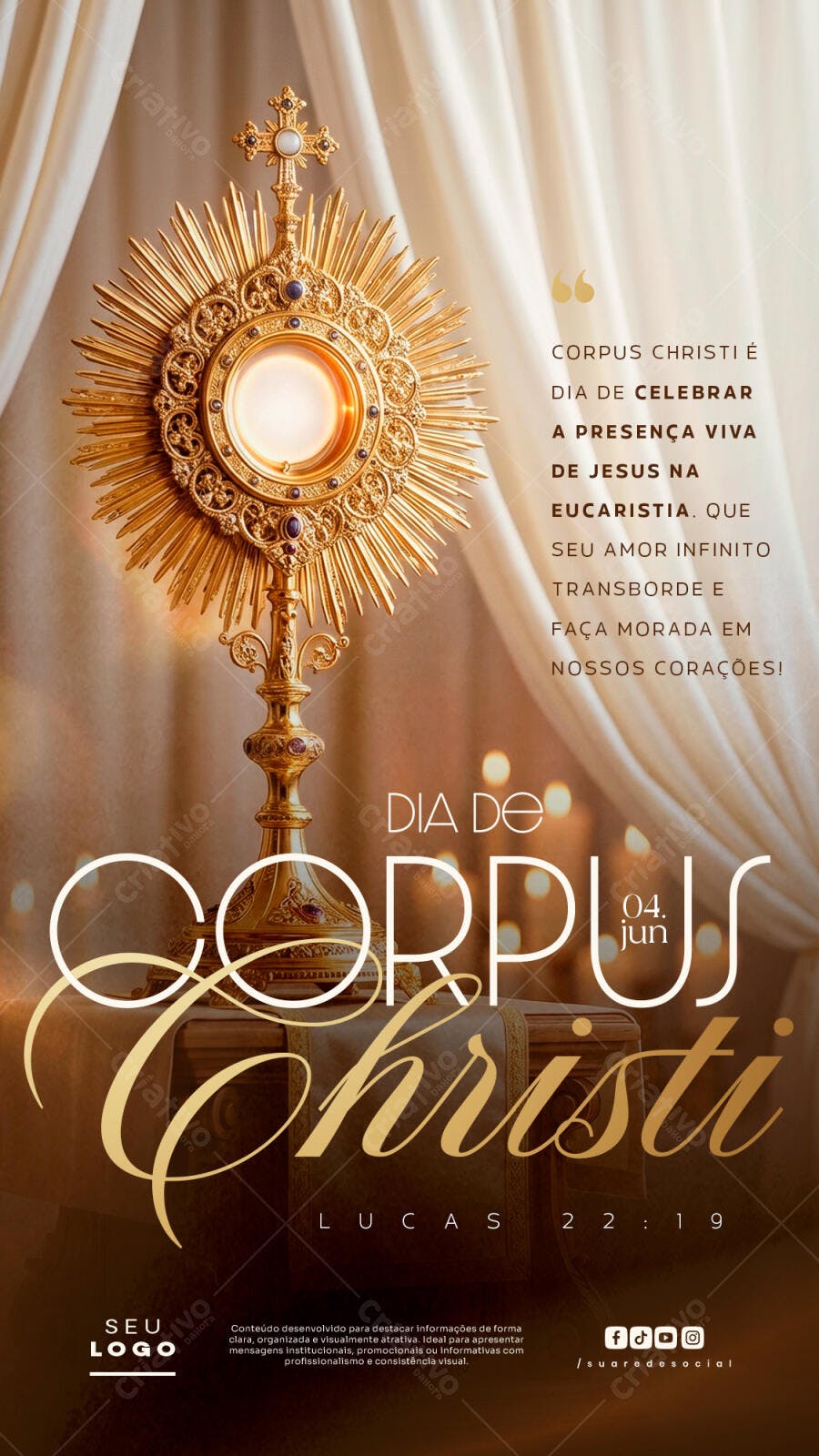 Post Instagram Corpus Christi Junho PSD Editável