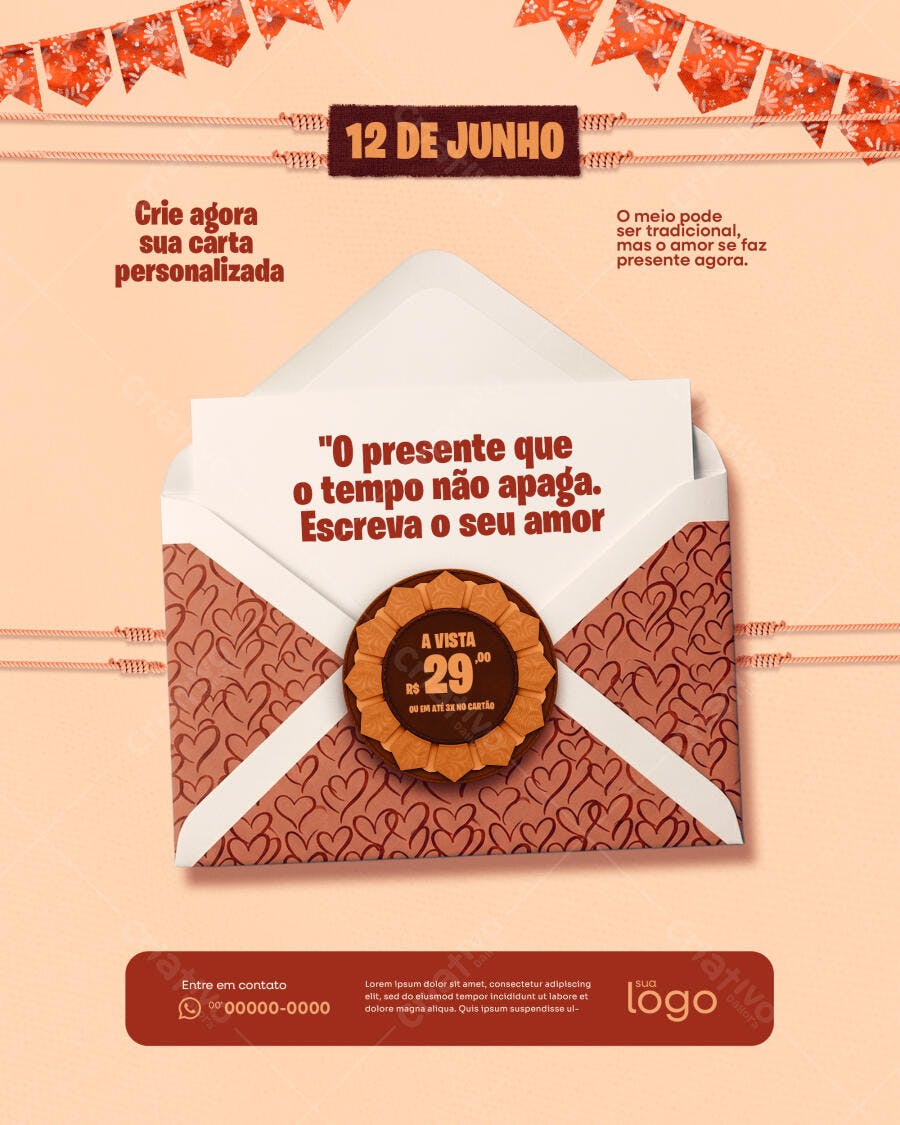 Post Instagram Dia dos Namorados 12 de Junho PSD Editável