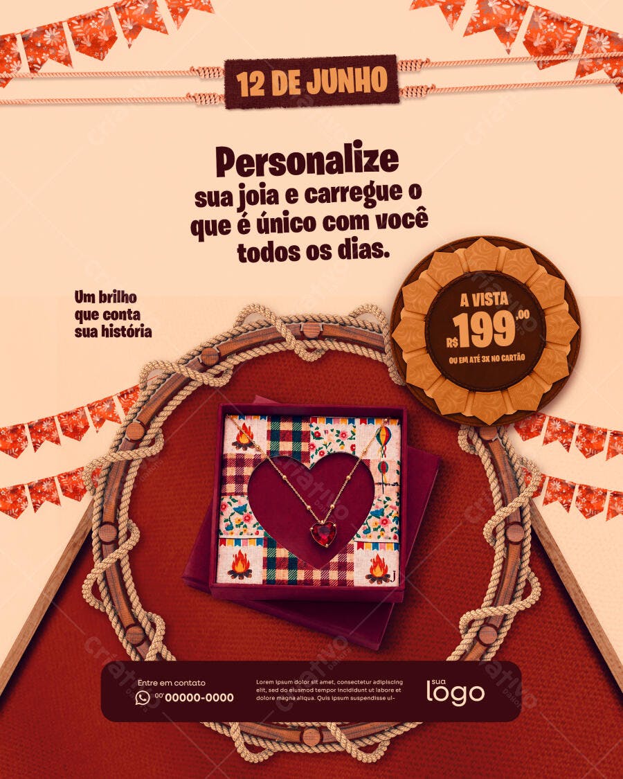 Post Instagram Dia dos Namorados Joalheria PSD Editável
