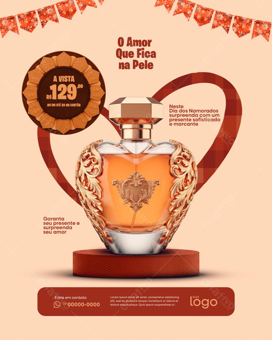 Post Instagram Dia dos Namorados Perfumaria PSD Editável