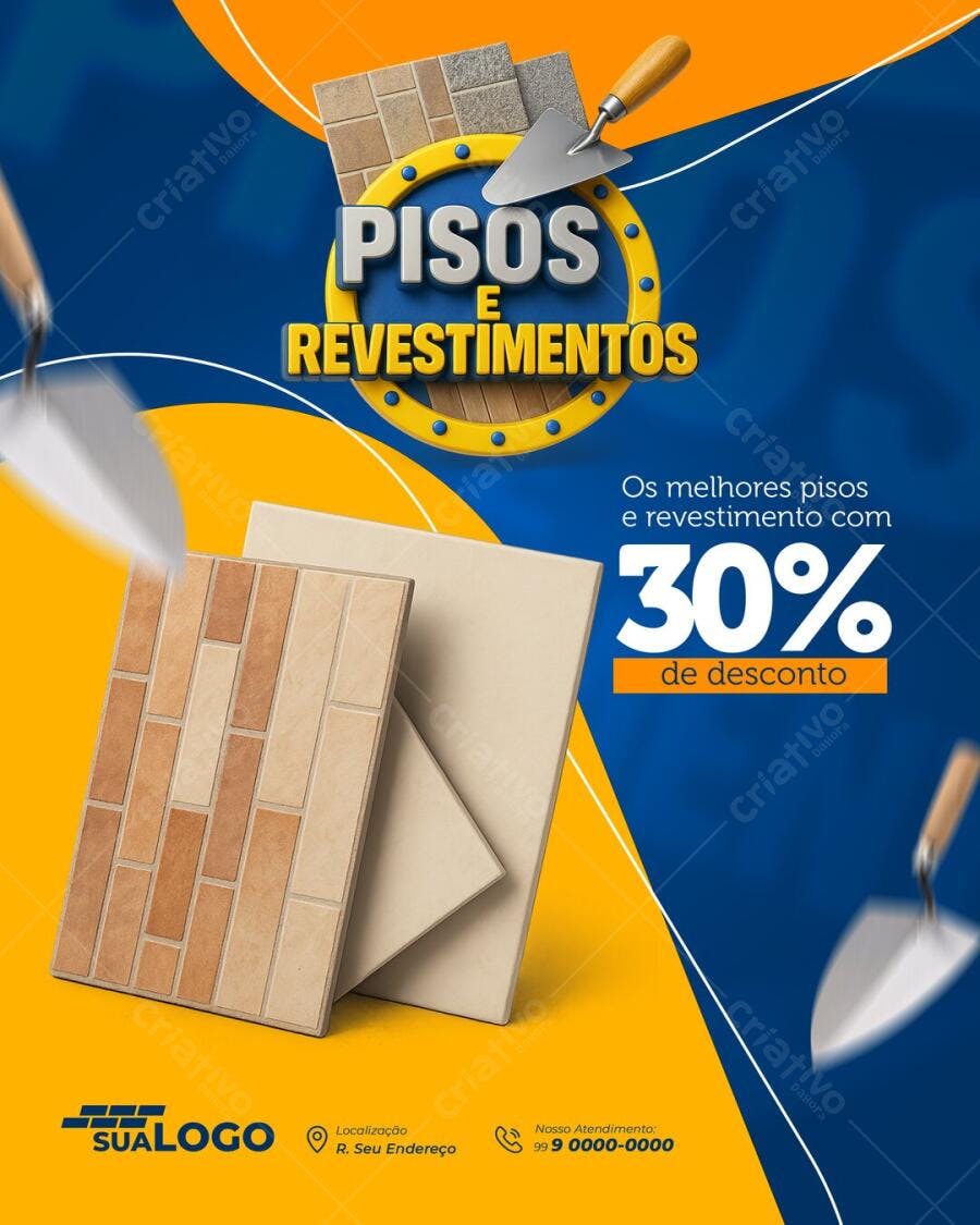 Post Instagram Pisos e Revestimentos Construção PSD Editável