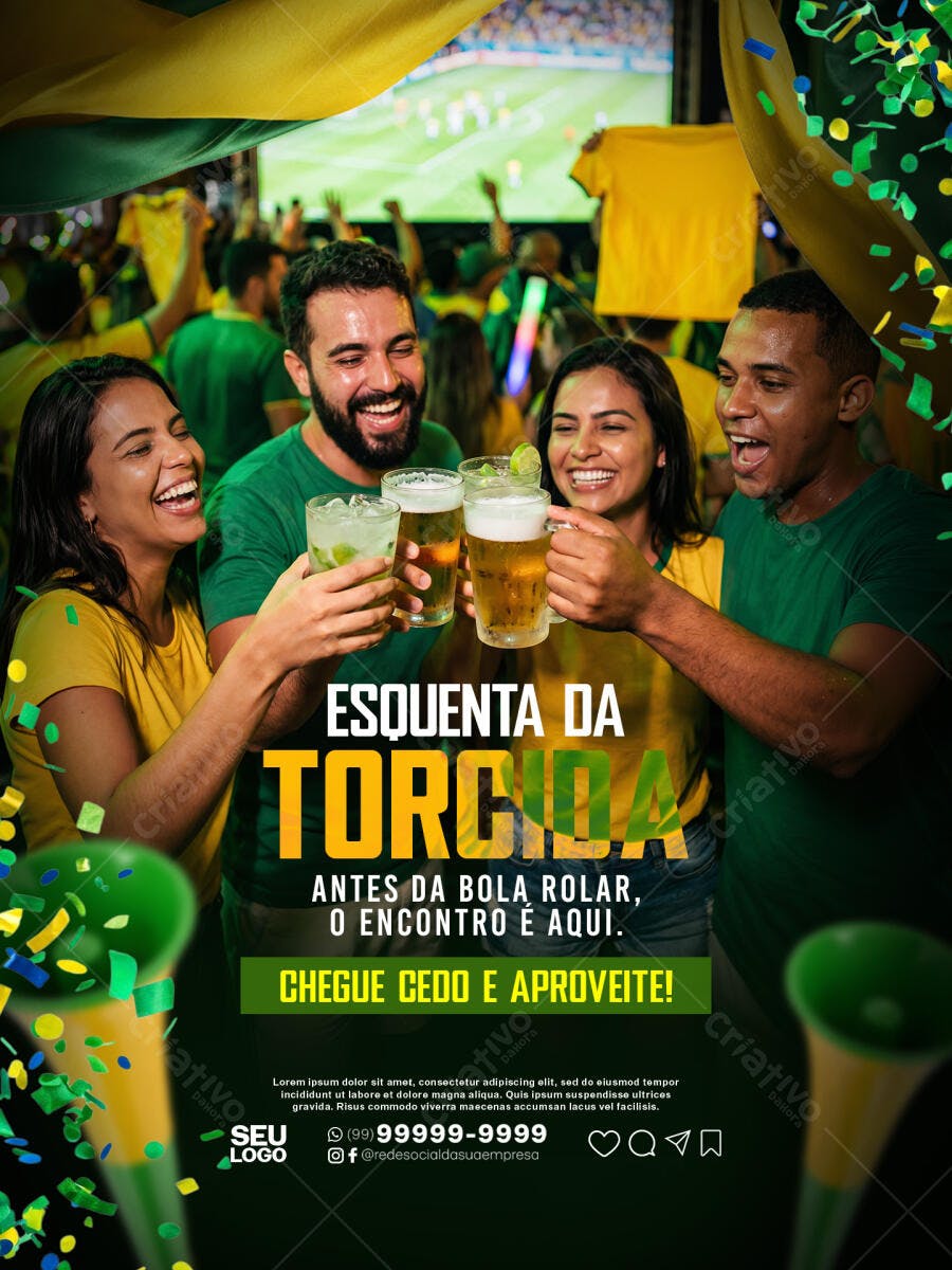 Post Torcida Copa do Mundo Futebol PSD Editável