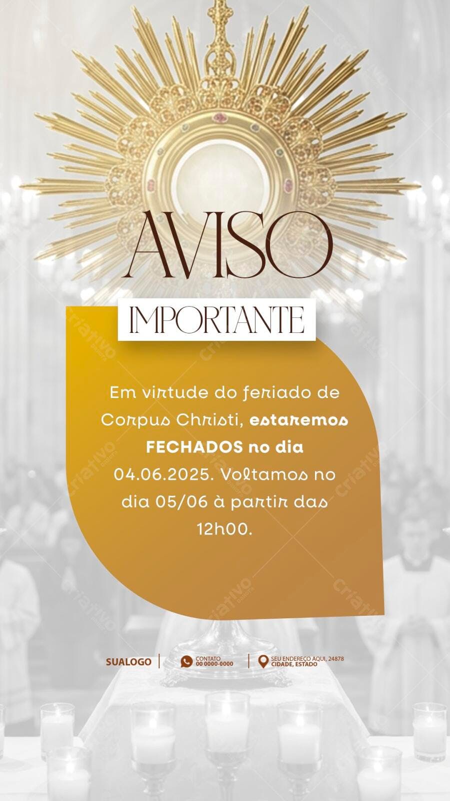 Story Corpus Christi Aviso Fechado PSD Editável