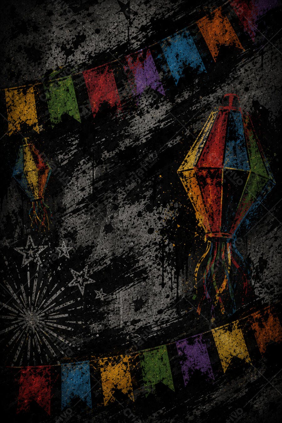 Textura Concreto Escuro Rústico com Elementos de Festa Junina