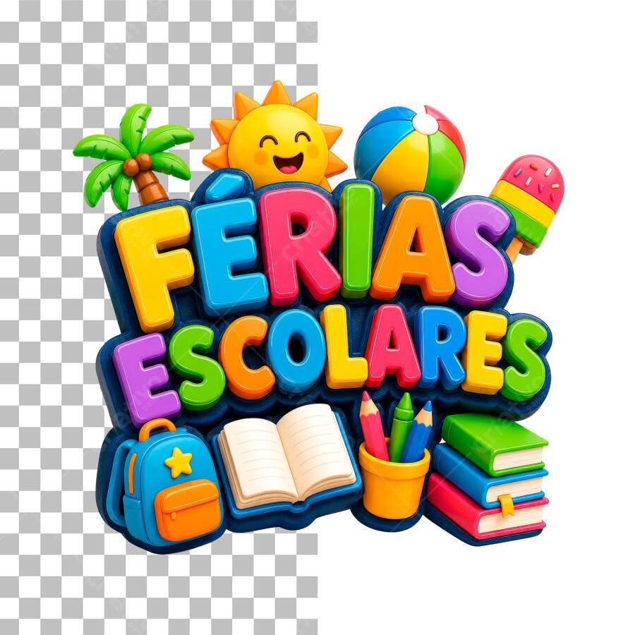 SELO 3D FÉRIAS ESCOLARES PSD EDITÁVEL