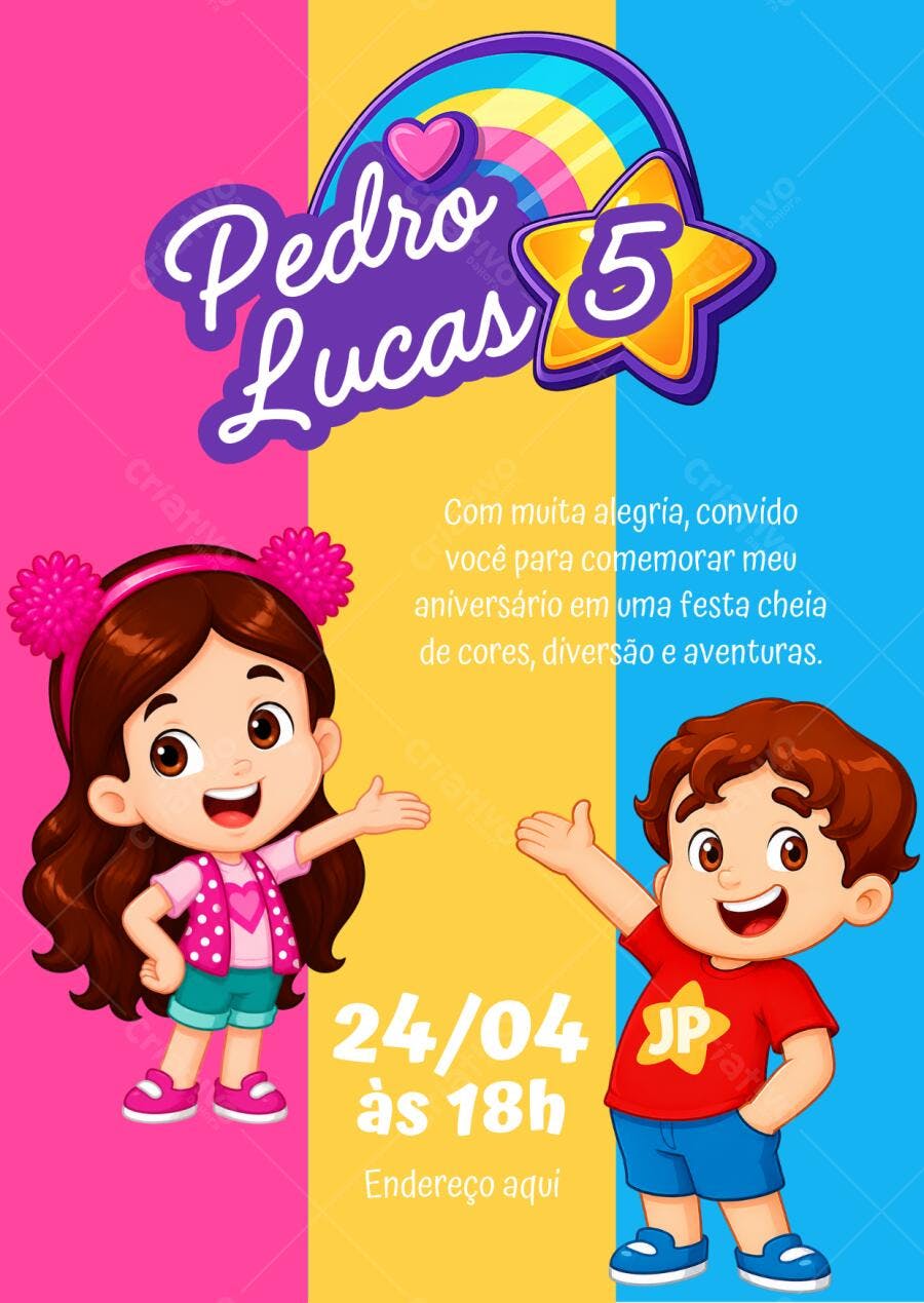 Convite de Aniversário Maria Clara e JP editável