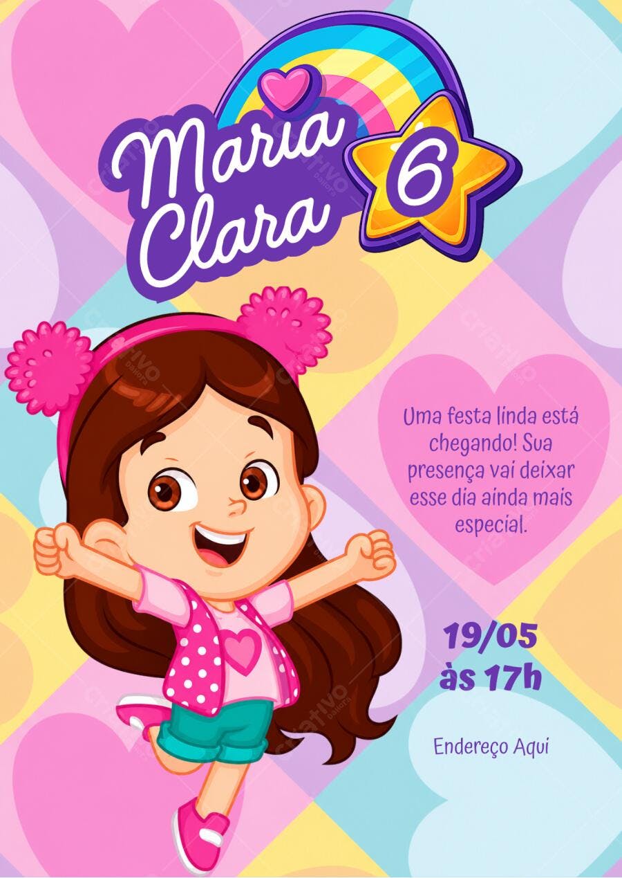 Convite de aniversário Maria Clara editável