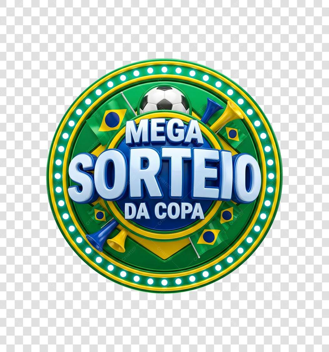 Elemento 3D Mega Sorteio da Copa Brasil PNG Fundo Transparente