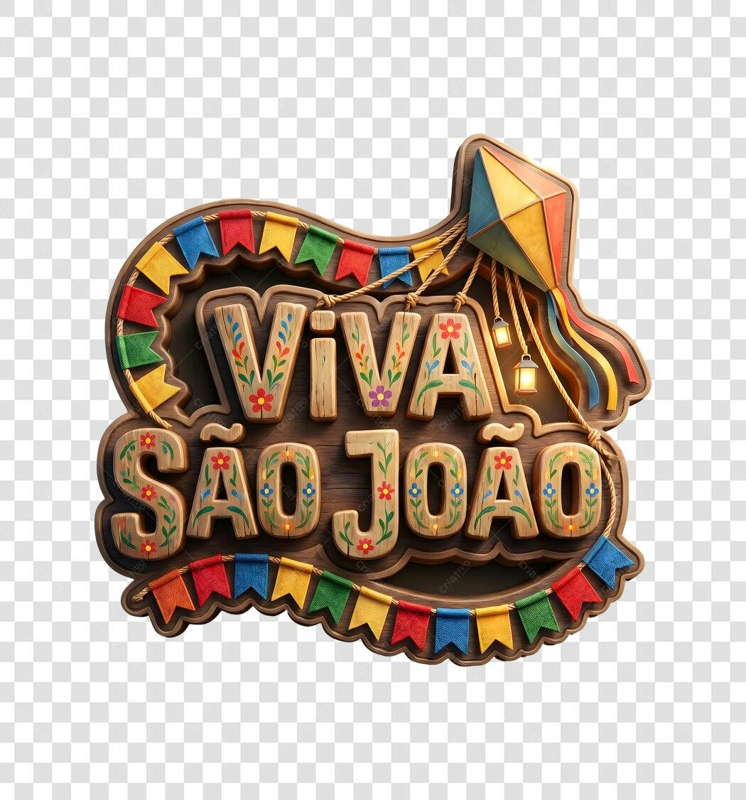Elemento 3D Viva São João Festa Junina Junho PNG Fundo Transparente