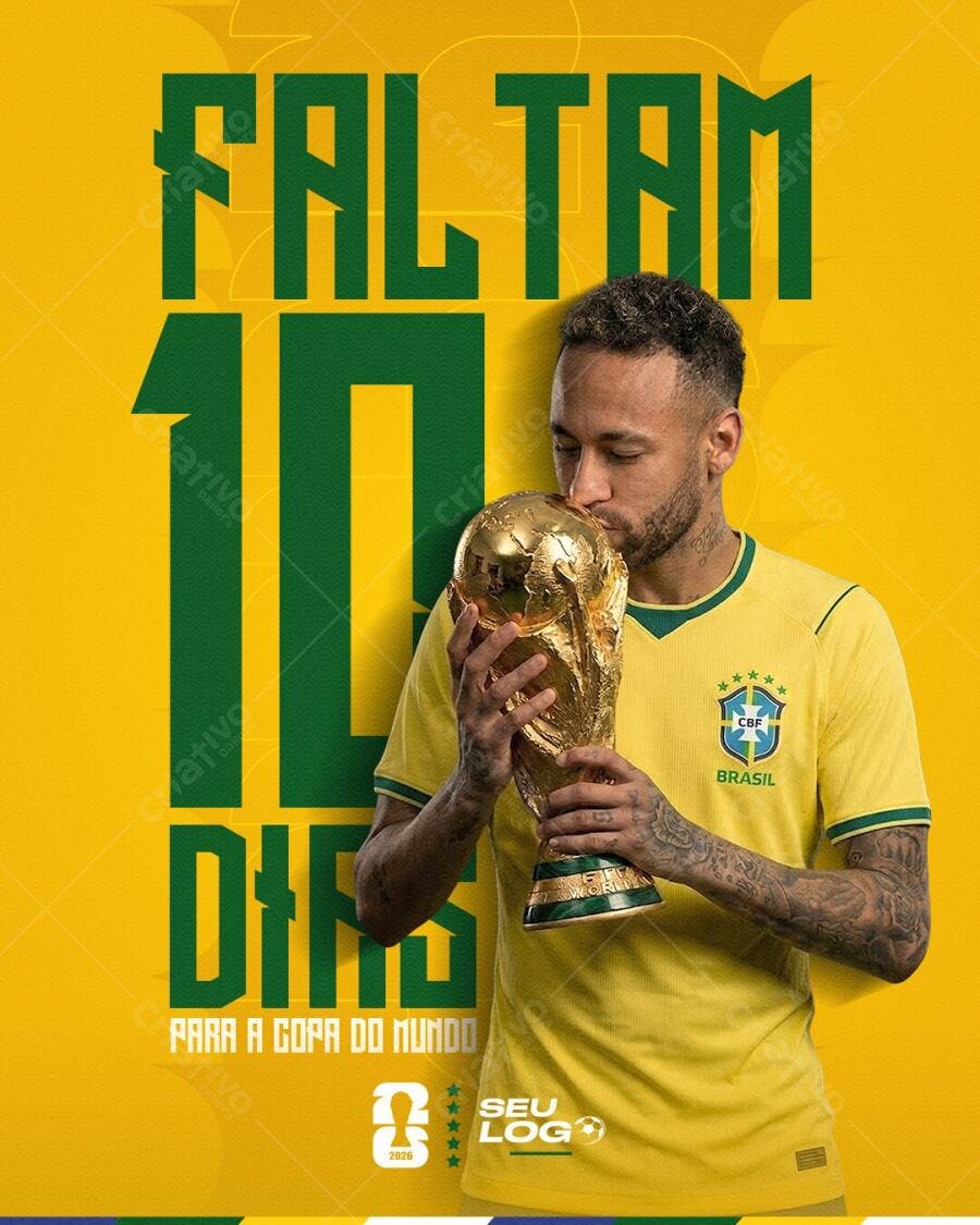 Post Instagram Copa do Mundo Futebol Brasil PSD Editável
