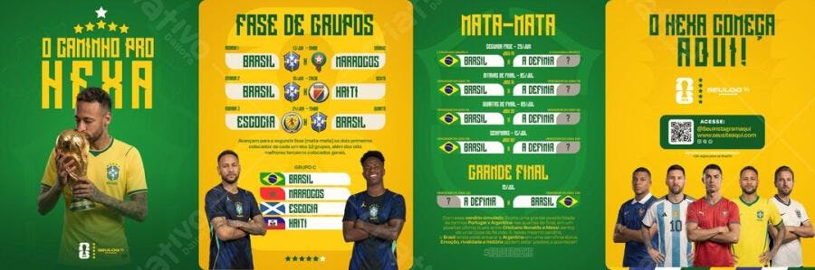 Post Instagram Copa do Mundo Futebol Hexa PSD Editável