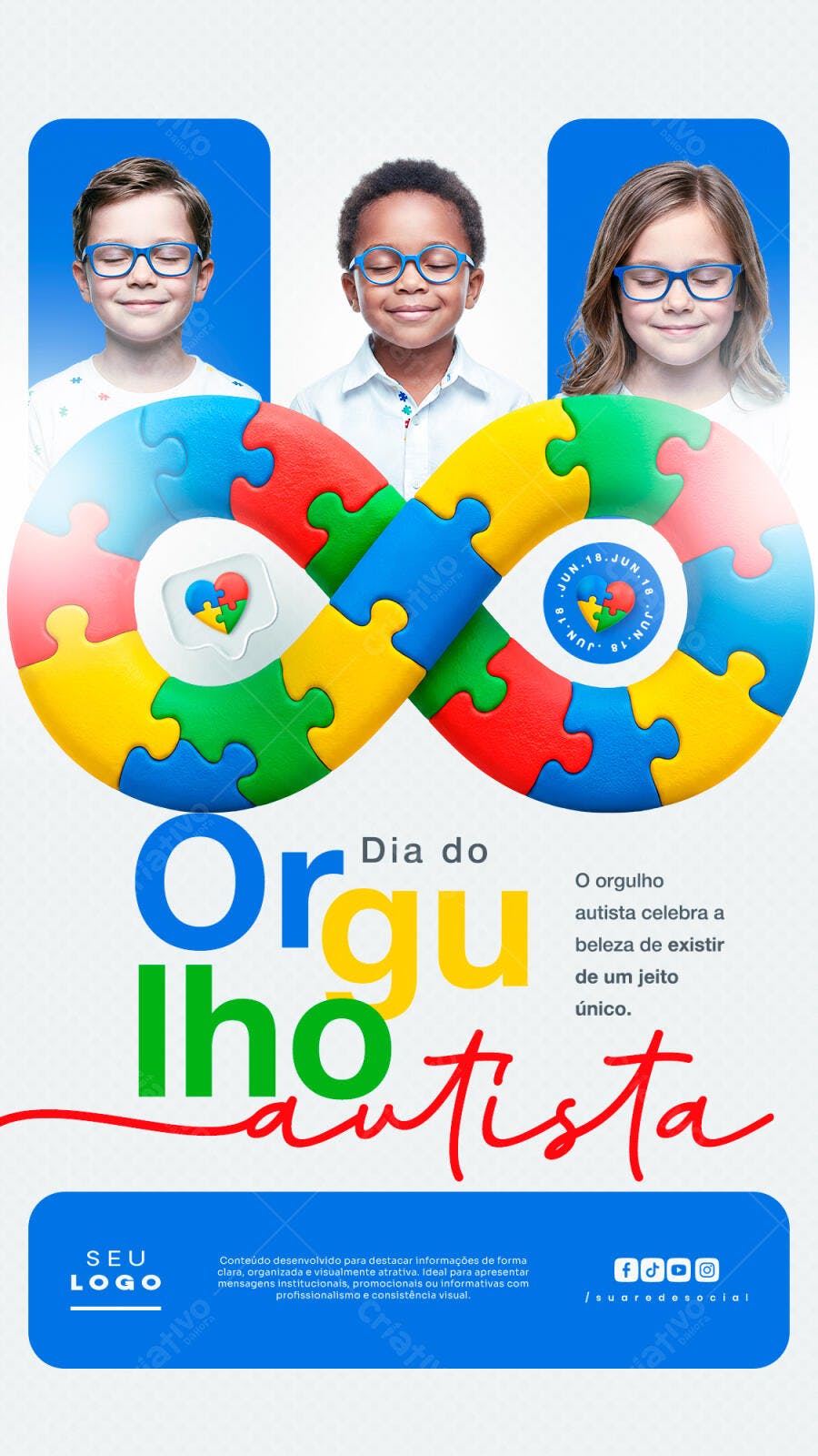 Story Dia do Orgulho Autista Junho PSD Editável