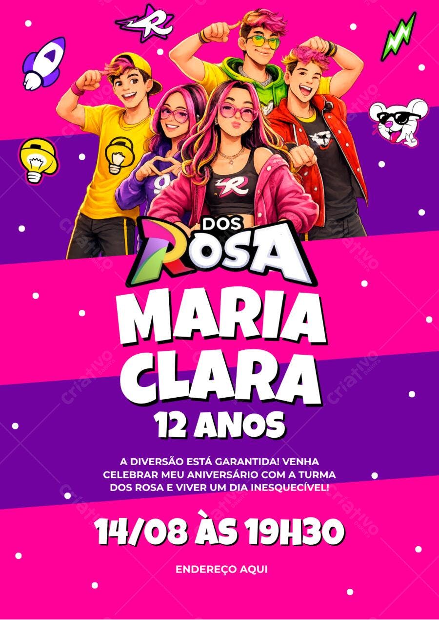 Convite de aniversário Dos Rosas