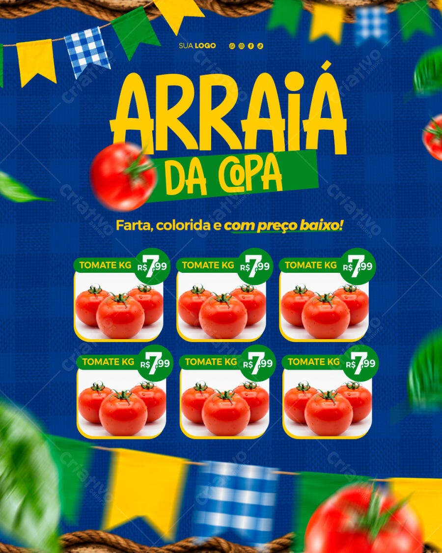 ARRAIÁ DA COPA DO MUNDO FUTEBOL BRASIL HORTIFRUTI PRODUTOS