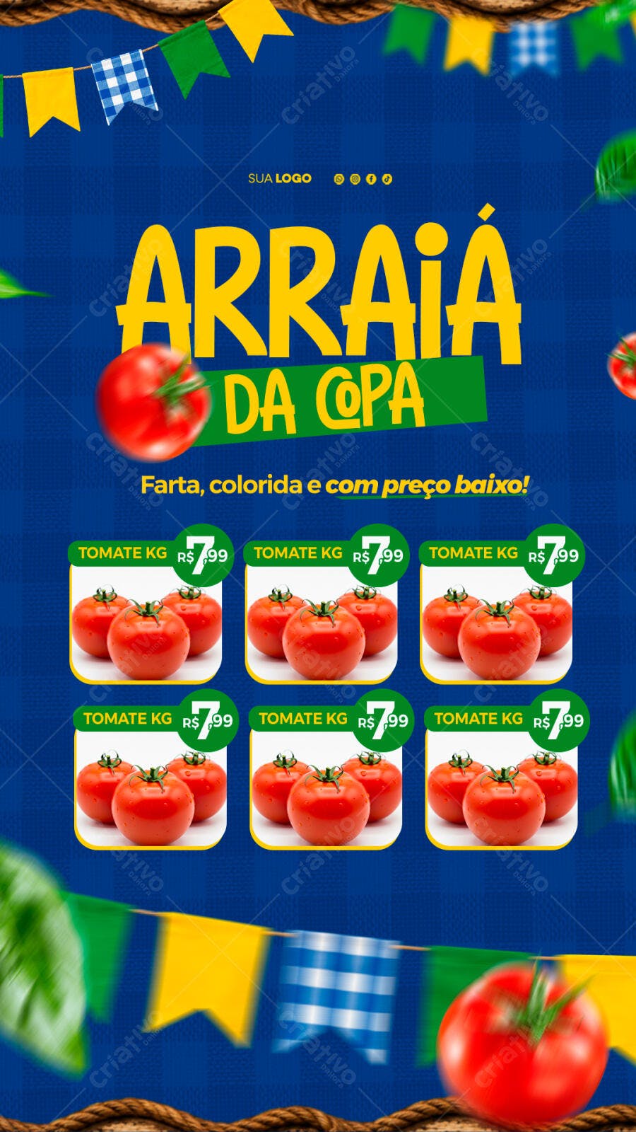 ARRAIÁ DA COPA DO MUNDO FUTEBOL BRASIL Hortifruti PRODUTOS STORY