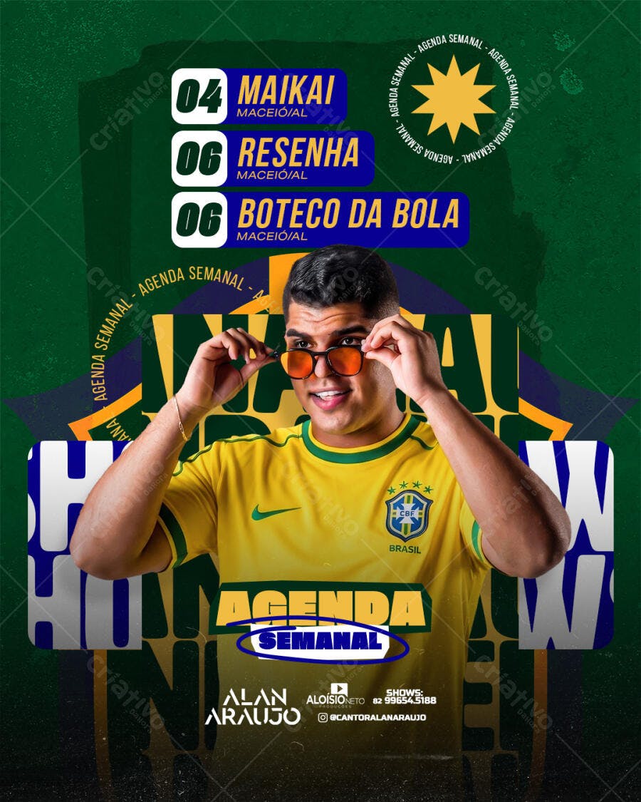 Agenda Semanal Shows Cantor Eventos PSD Editável