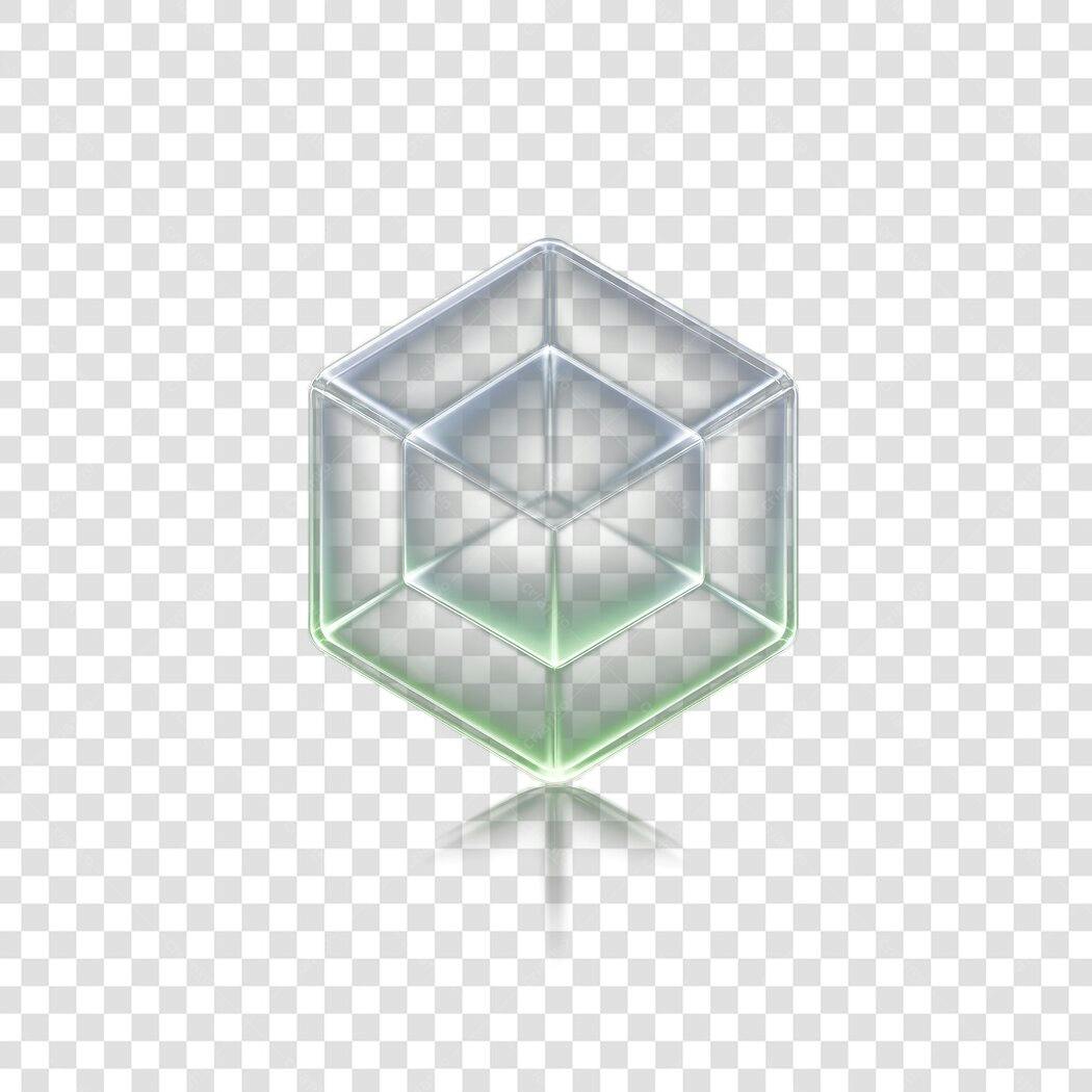 Elemento 3D Cubo Vidro Transparente Azul Verde PNG Fundo Transparente