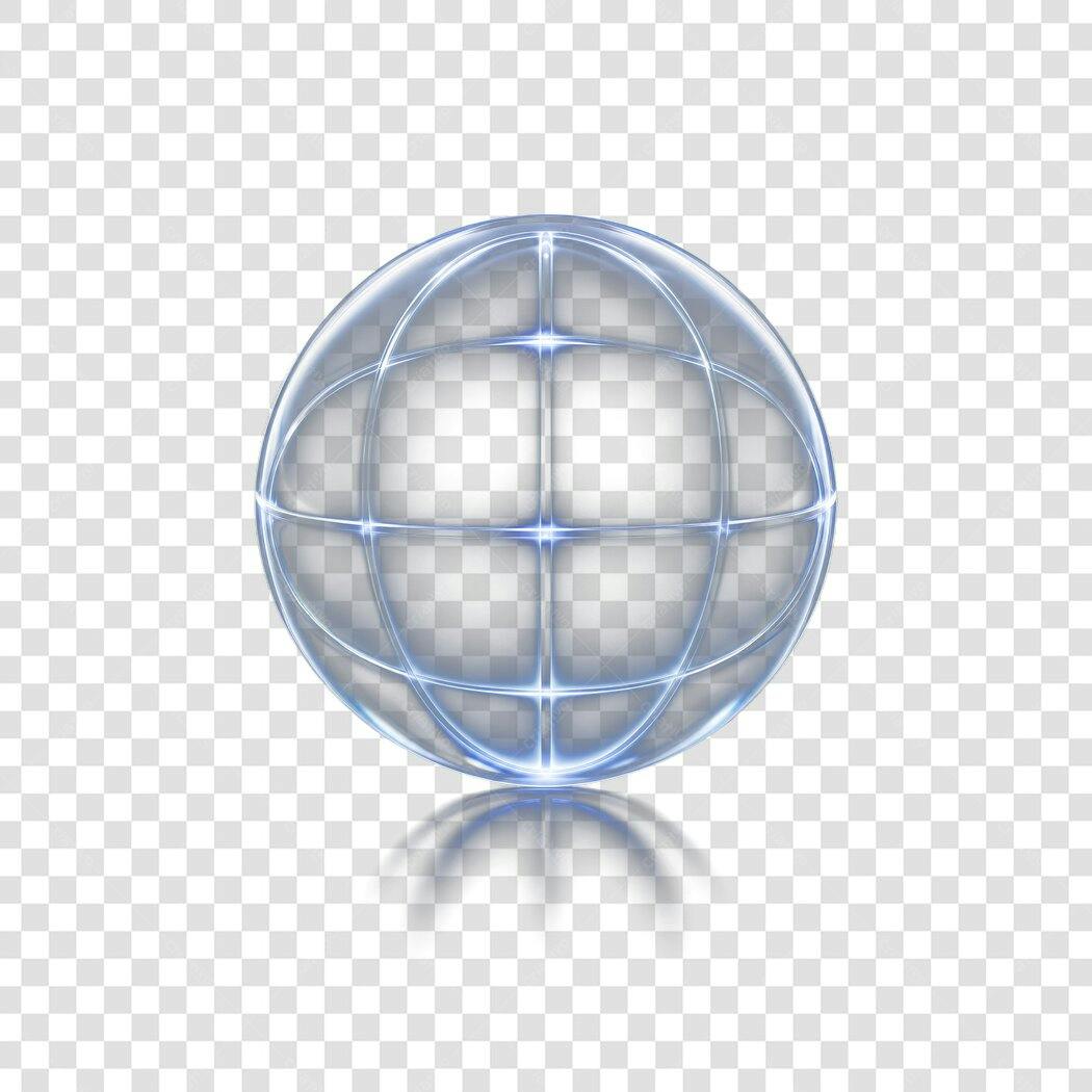 Elemento 3D Globo Transparente Tecnologia Azul PNG Fundo Transparente