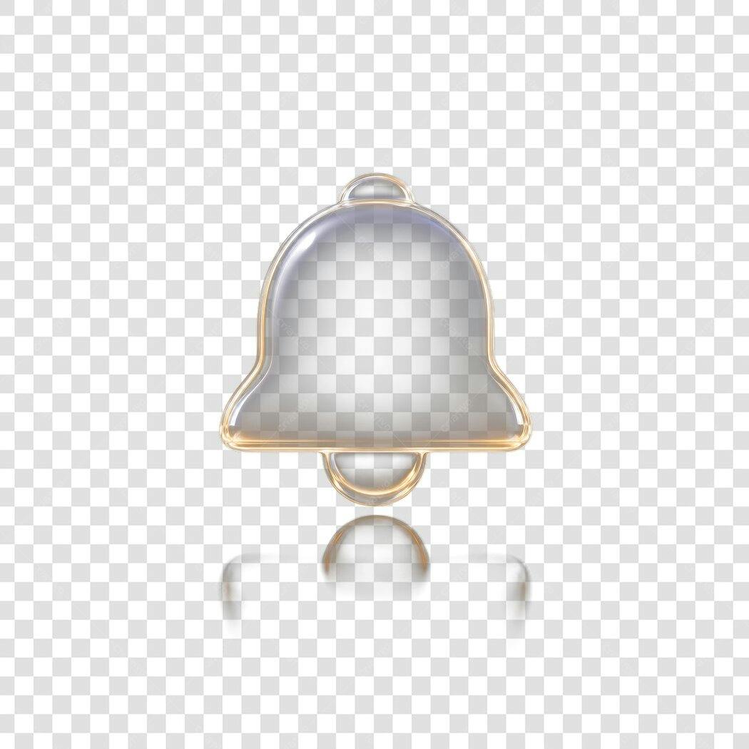 Elemento 3D Sino Notificação Dourado Transparente PNG