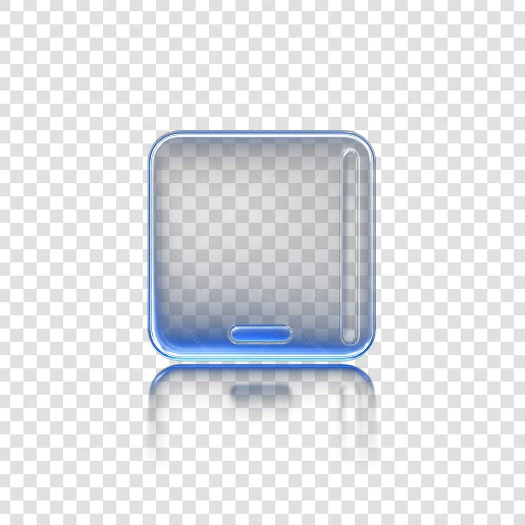 Elemento 3D Tablet Transparente Azul Brilhante PNG Fundo Transparente