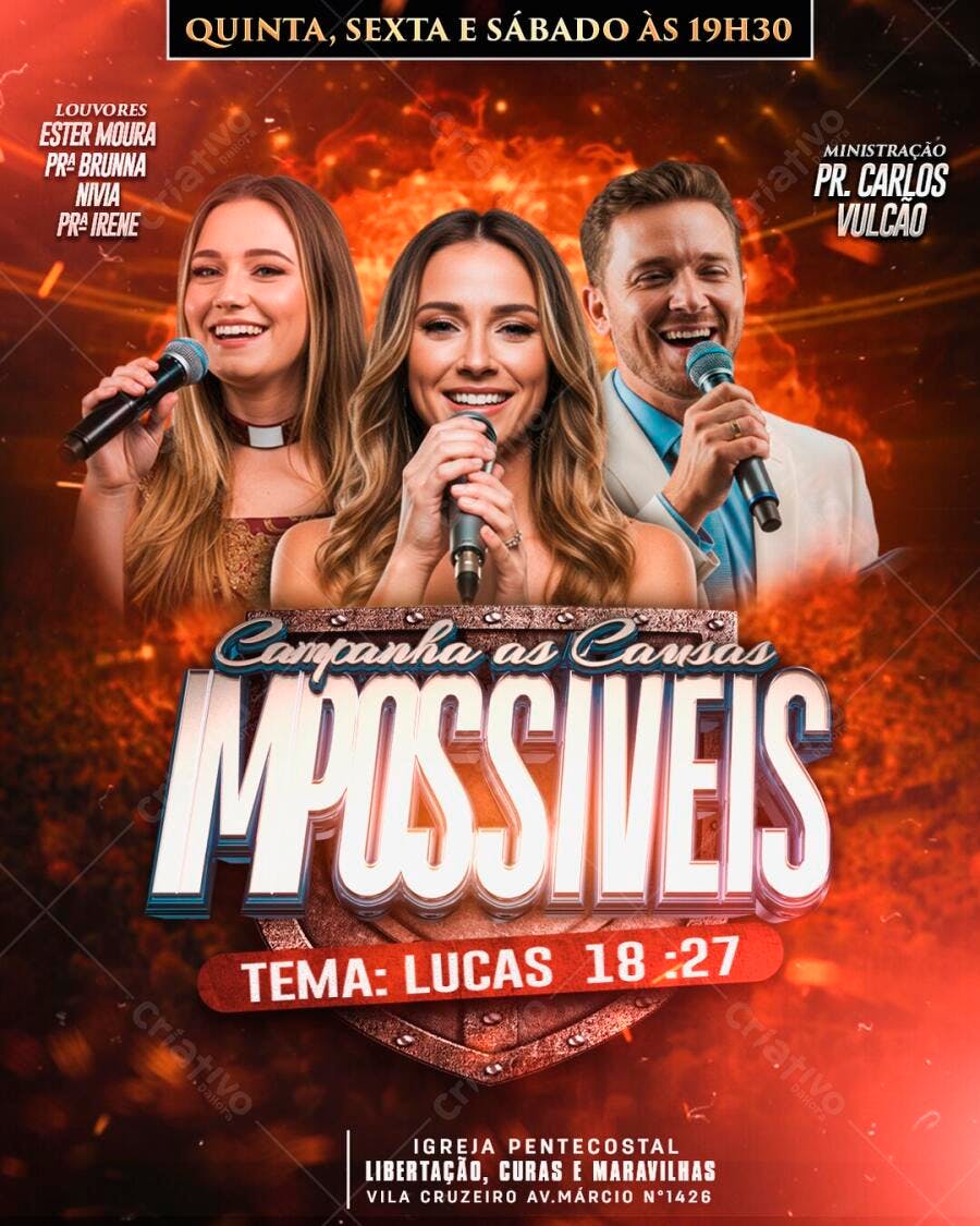 Flyer Campanha Causas Impossíveis Igreja PSD Editável