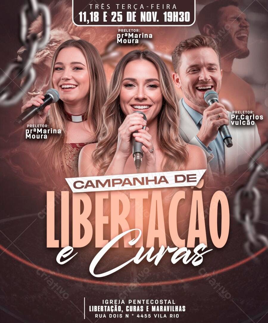 Flyer Campanha Libertação e Cura Igreja Evangélica Novembro PSD Editável
