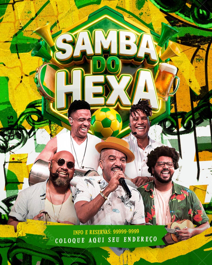 Flyer Samba do Hexa Copa do Mundo PSD Editável