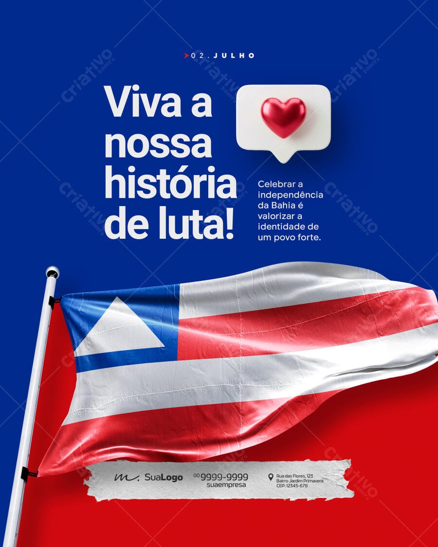 Post Instagram 2 de Julho Independência da Bahia PSD Editável