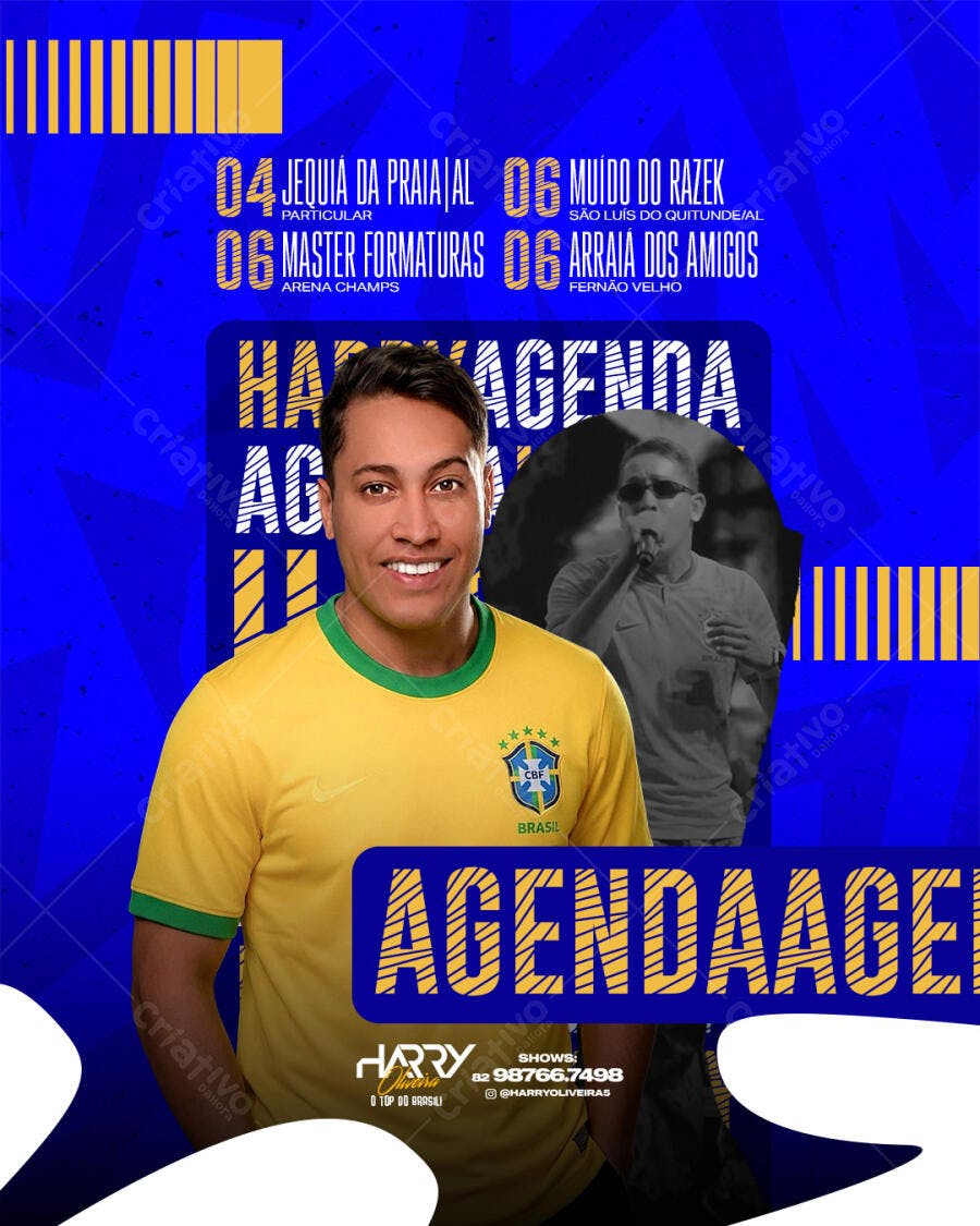 Post Instagram Agenda de Shows Junho PSD Editável