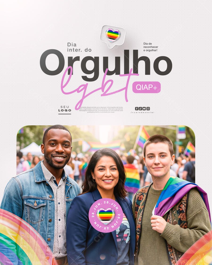 Post Instagram Dia do Orgulho LGBT Junho PSD Editável