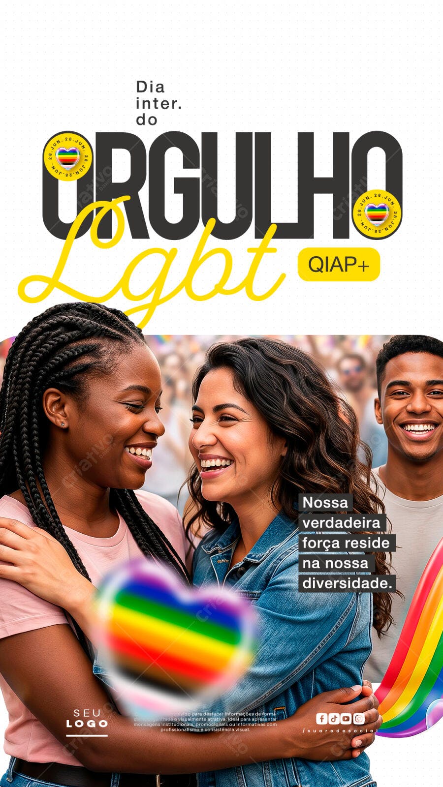 Post Instagram Dia do Orgulho LGBTQIA+ Junho PSD Editável