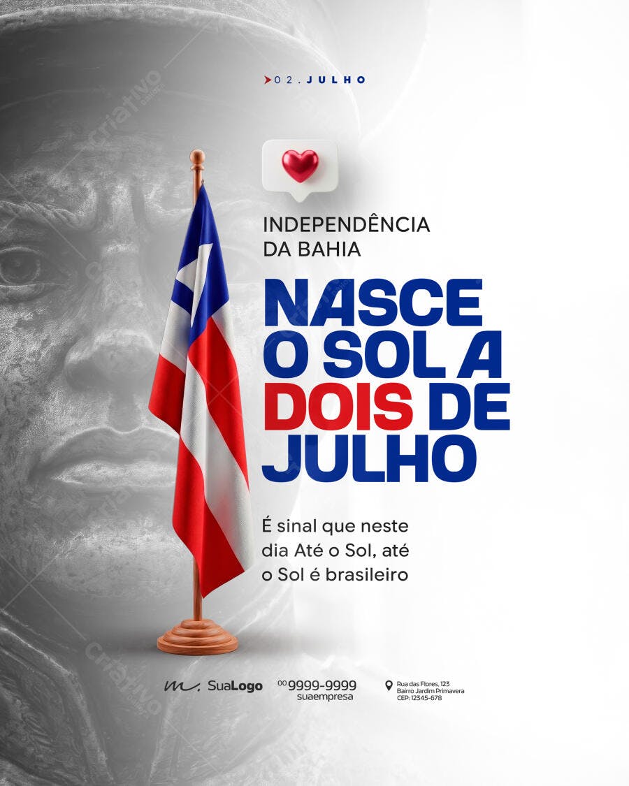 Post Instagram Independência da Bahia 2 de Julho PSD Editável