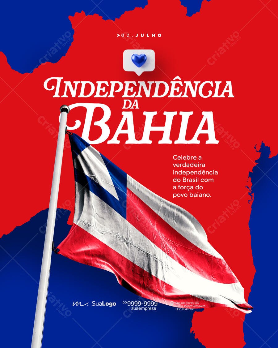 Post Instagram Independência da Bahia 2 de Julho PSD Editável