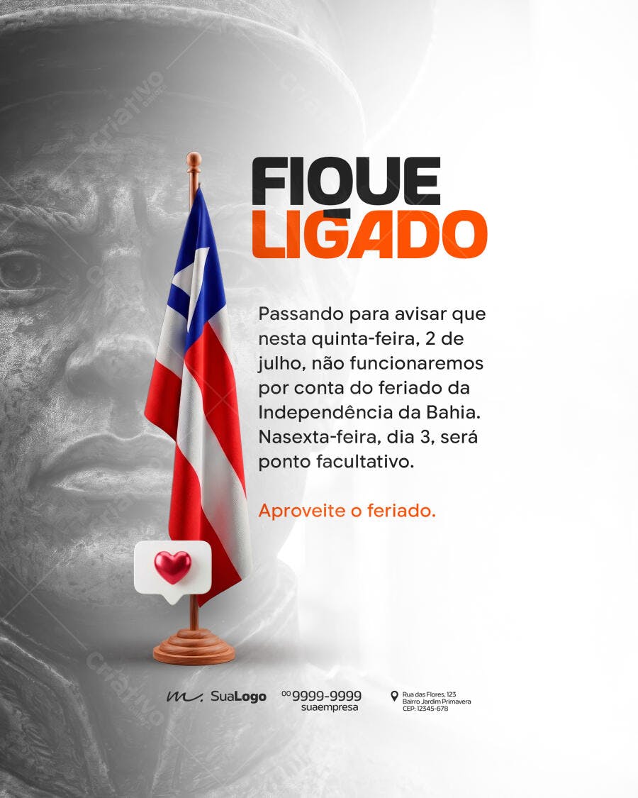 Post Instagram Independência da Bahia Julho PSD Editável