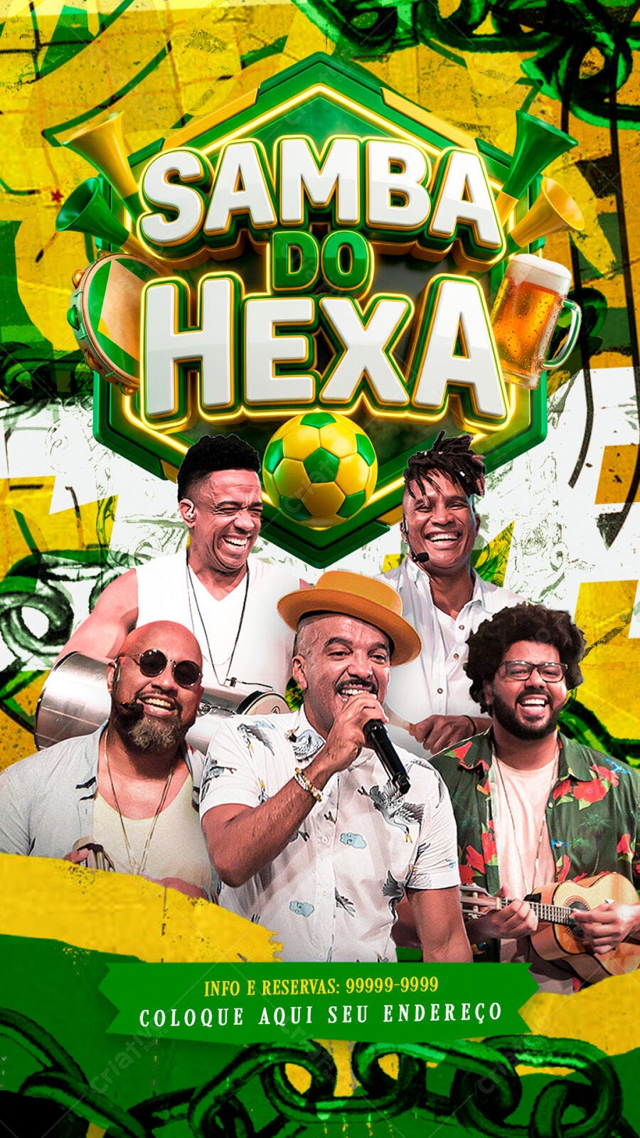 Post Instagram Samba do Hexa Futebol PSD Editável