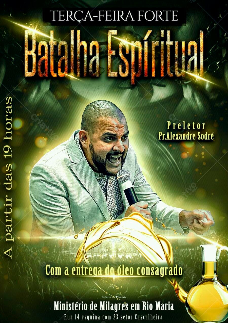 Flyer Batalha Espiritual Igreja Evangélica PSD Editável