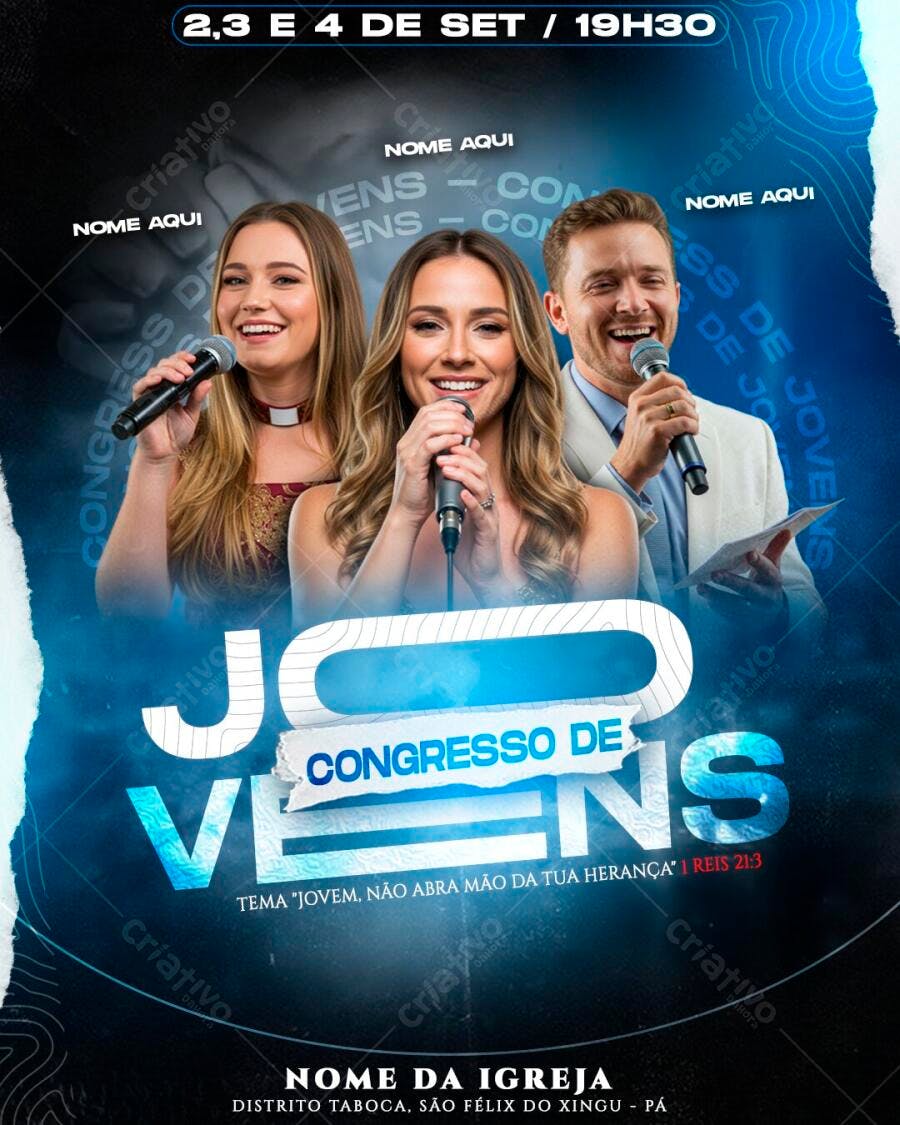 Flyer Congresso de Jovens Igreja Setembro PSD Editável