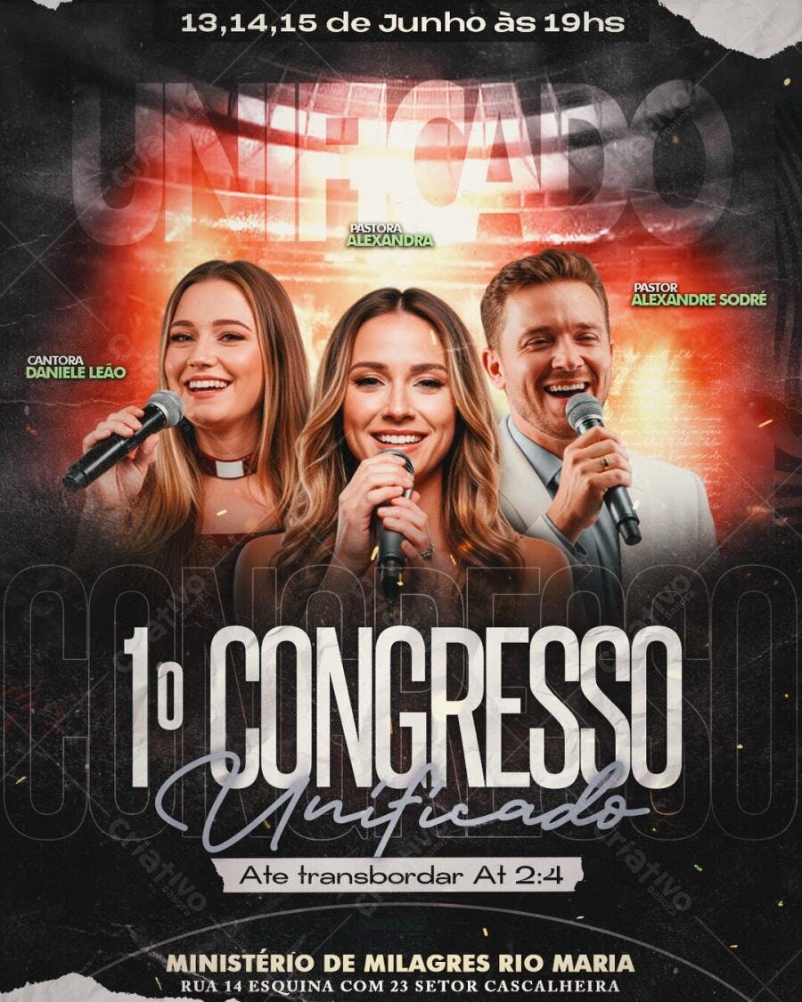 Flyer Congresso Unificado Igreja Evento PSD Editável