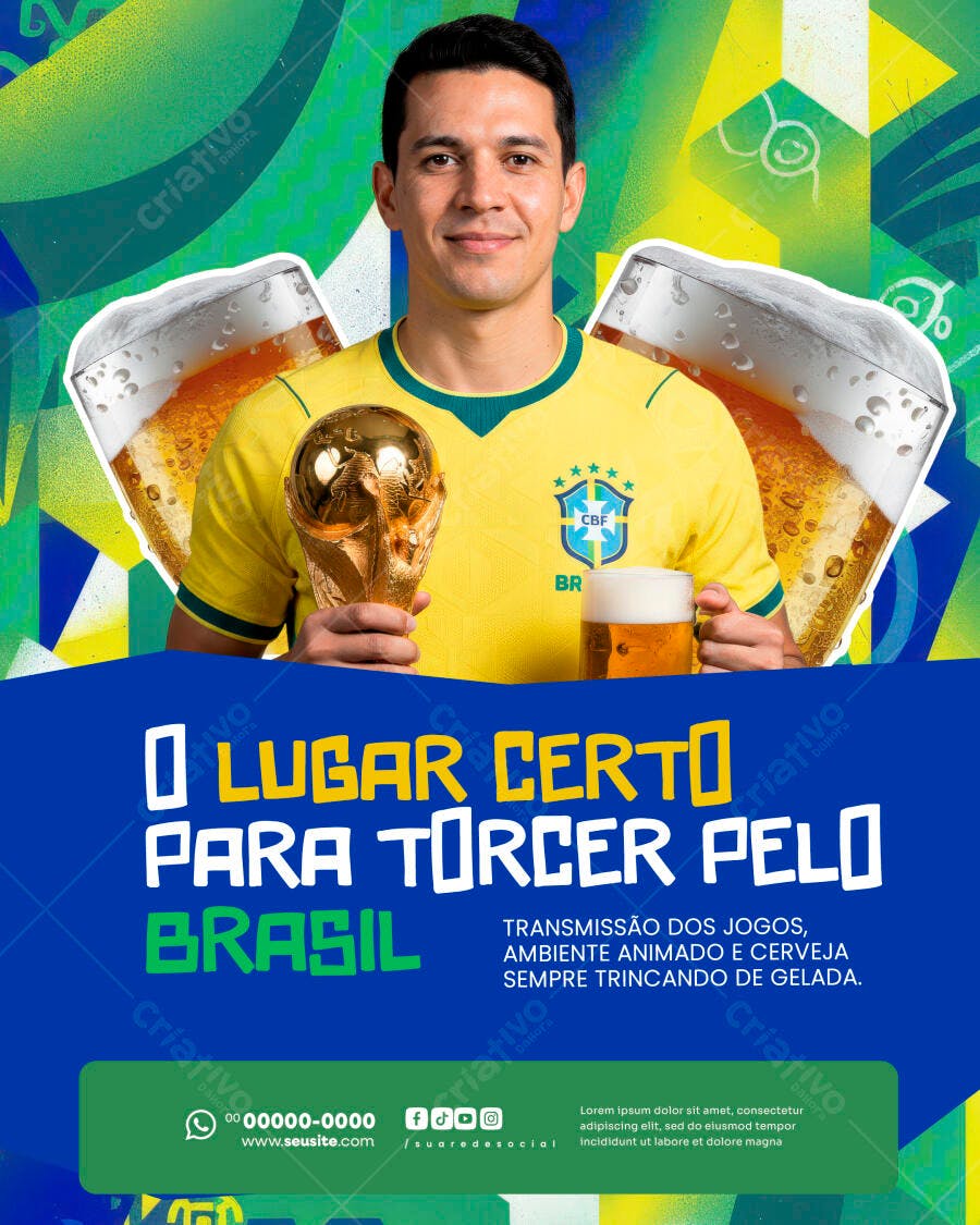 Flyer Copa do Mundo Brasil Bar Cervejaria PSD Editável