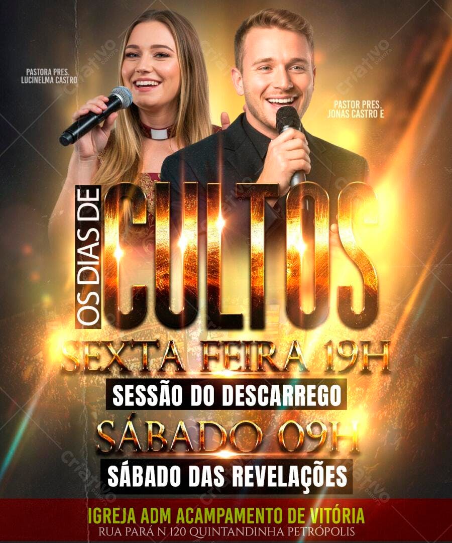 Flyer Cultos Igreja Evangélica PSD Editável