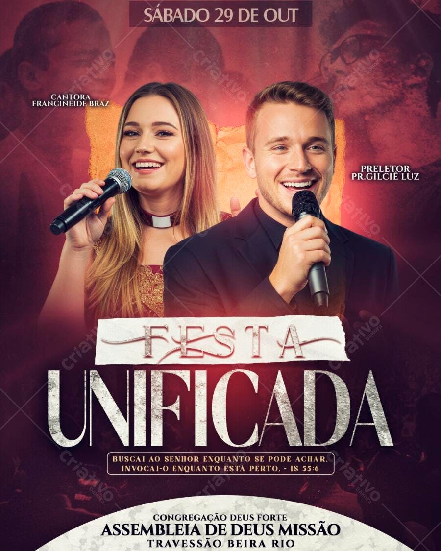 Flyer Festa Unificada Igreja Evangélica PSD Editável
