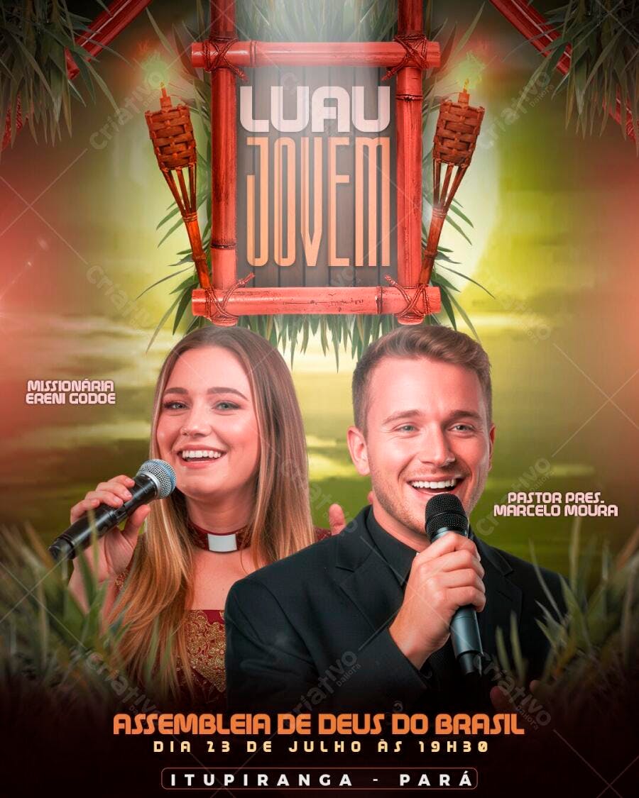 Flyer Luau Jovem Igreja Cristã PSD Editável