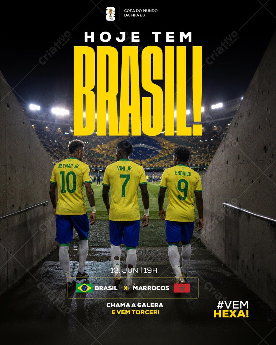 Post Copa do Mundo Brasil Futebol PSD Editável
