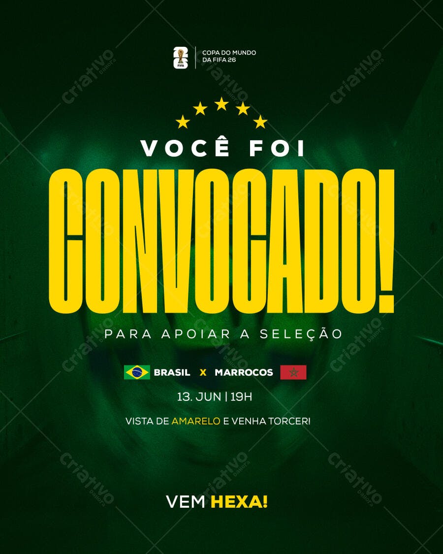 Post Copa do Mundo Brasil Marrocos Junho PSD Editável