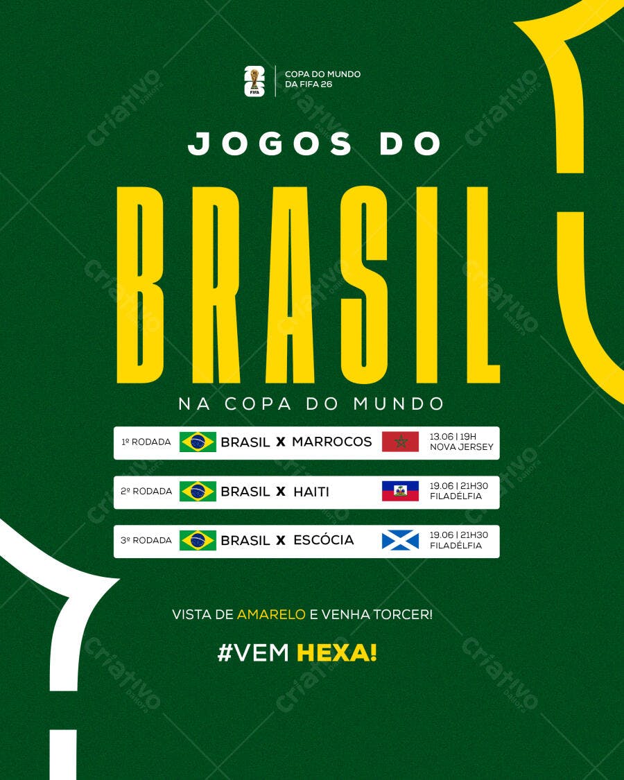 Post Copa do Mundo Jogos do Brasil PSD Editável