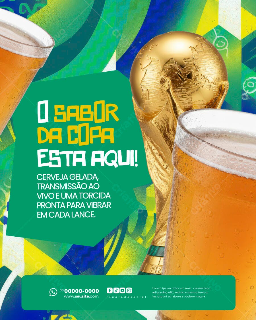 Post Instagram Copa do Mundo Bar Cervejaria PSD Editável
