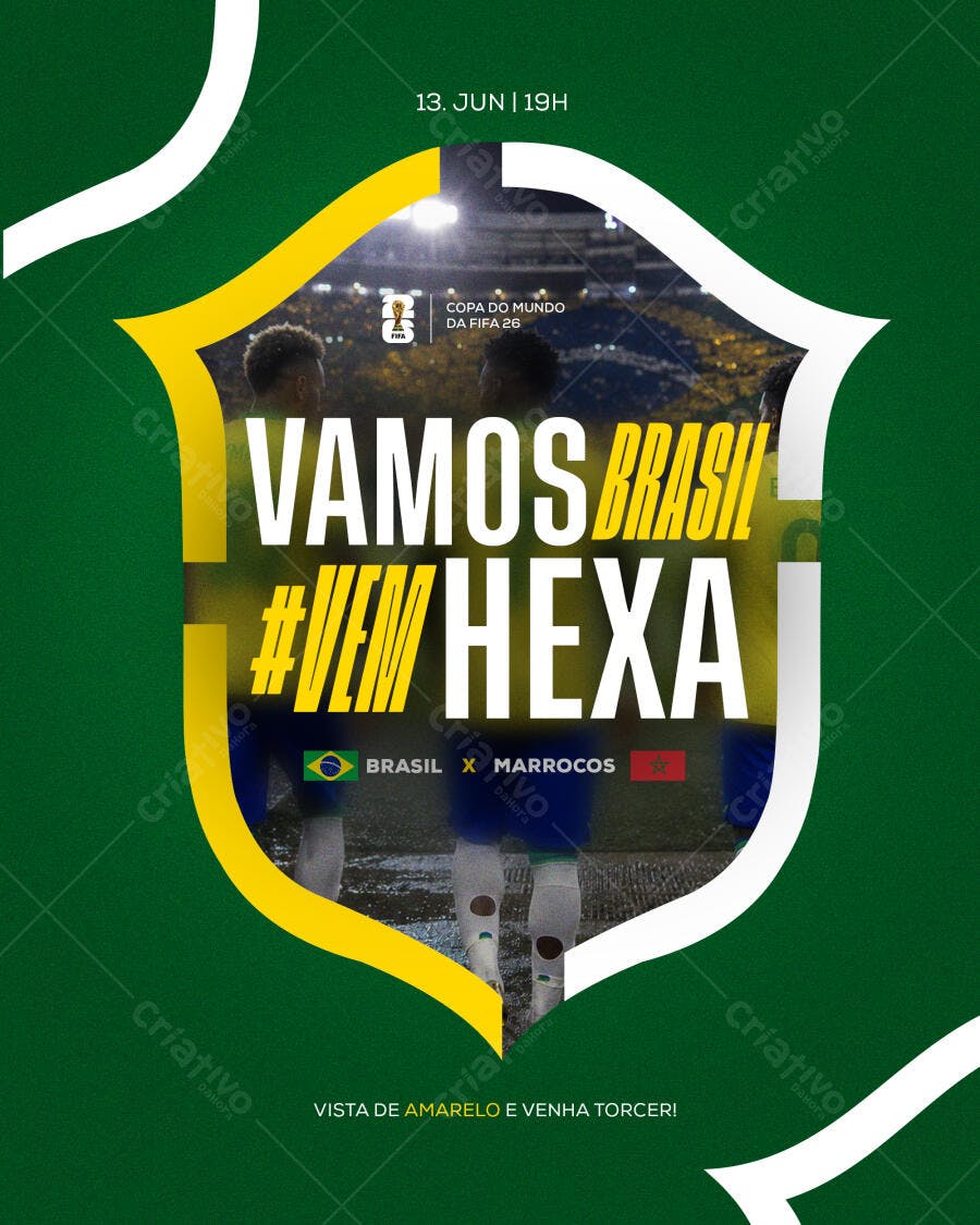Post Instagram Copa do Mundo Brasil Marrocos PSD Editável
