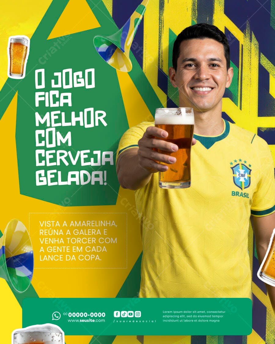 Post Instagram Copa do Mundo Cerveja Gelada PSD Editável