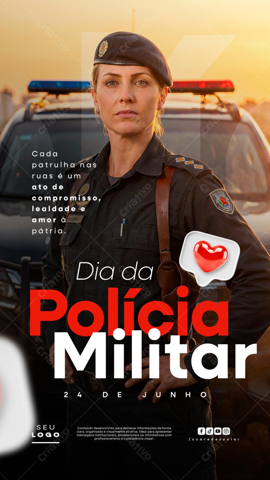 Post Instagram Dia da Polícia Militar 24 de Junho PSD Editável